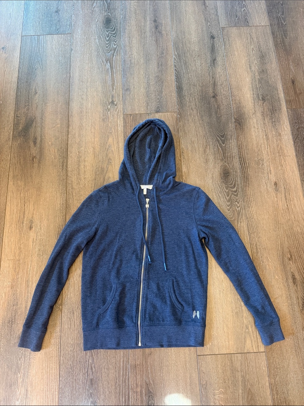 Victoria's Secret woman’s Navy Zip-Up Hoodie Sweater with sequins